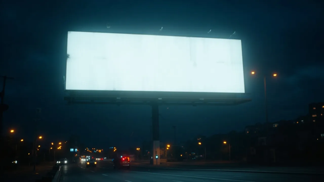 Gece ışıklı reklam panosu